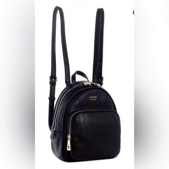 ?ON SALE! Guess Rylan Medium Black Faux-leather collegiate/travel Backpack. NWT